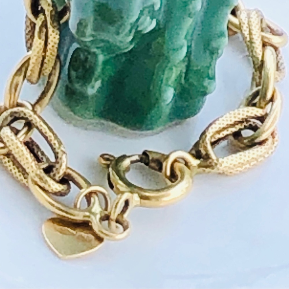 18K Matte Gold Cable Link Bracelet 8.5 inches - Picture 7 of 16